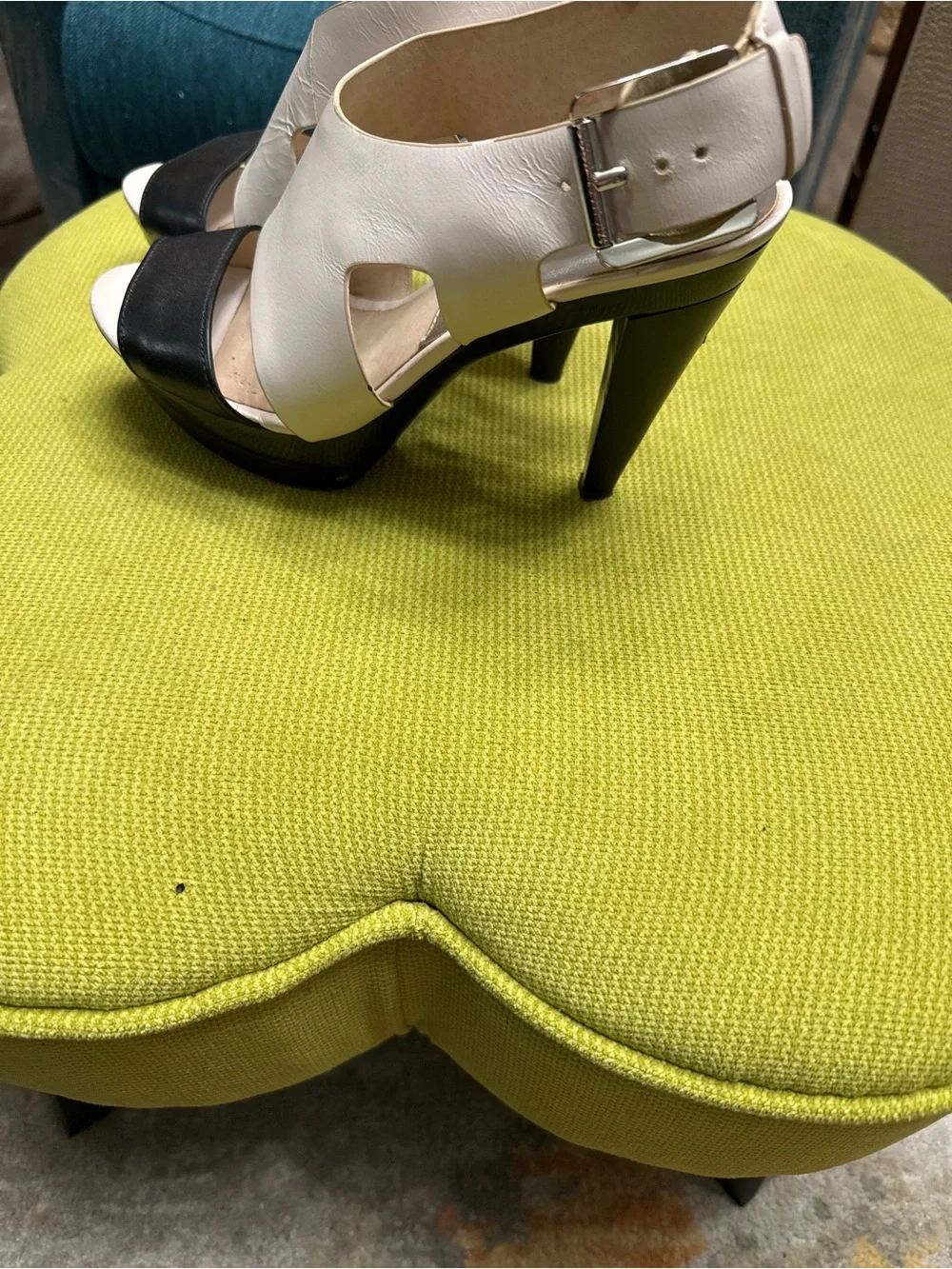 MICHAEL Michael Kors Two-Tone Black and Beige Leather Heel Sandals